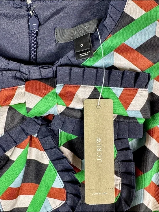 J CREW Silk Dress in Ratti Graphic Diamond Print - G8437 - Sz 0 - Picture 9 of 12